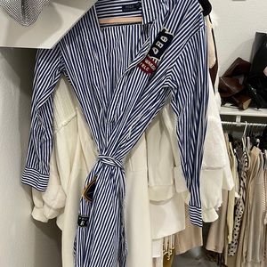 Polo Ralph Lauren 4 blue white dress button up striped classy